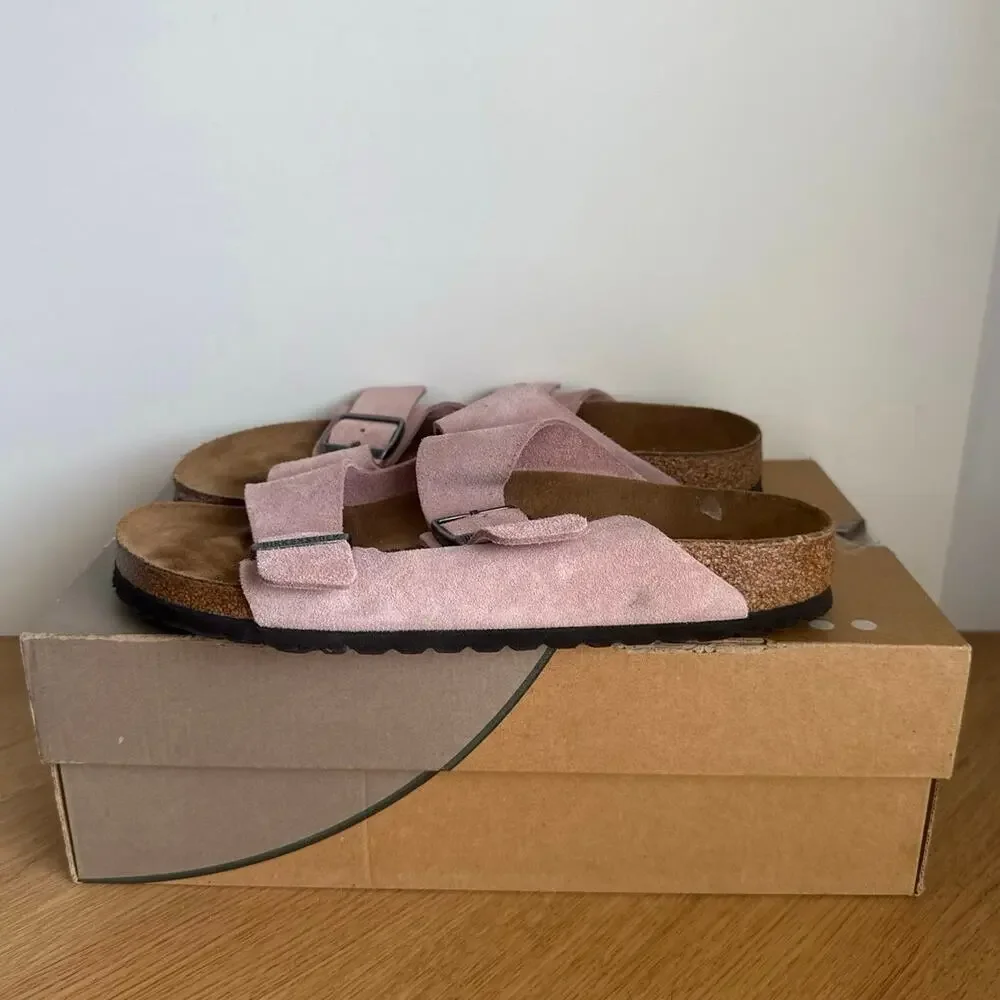 Birkenstock Arizona Light Pink Suede Unisex Sandals - SZ Men 8- Women 10